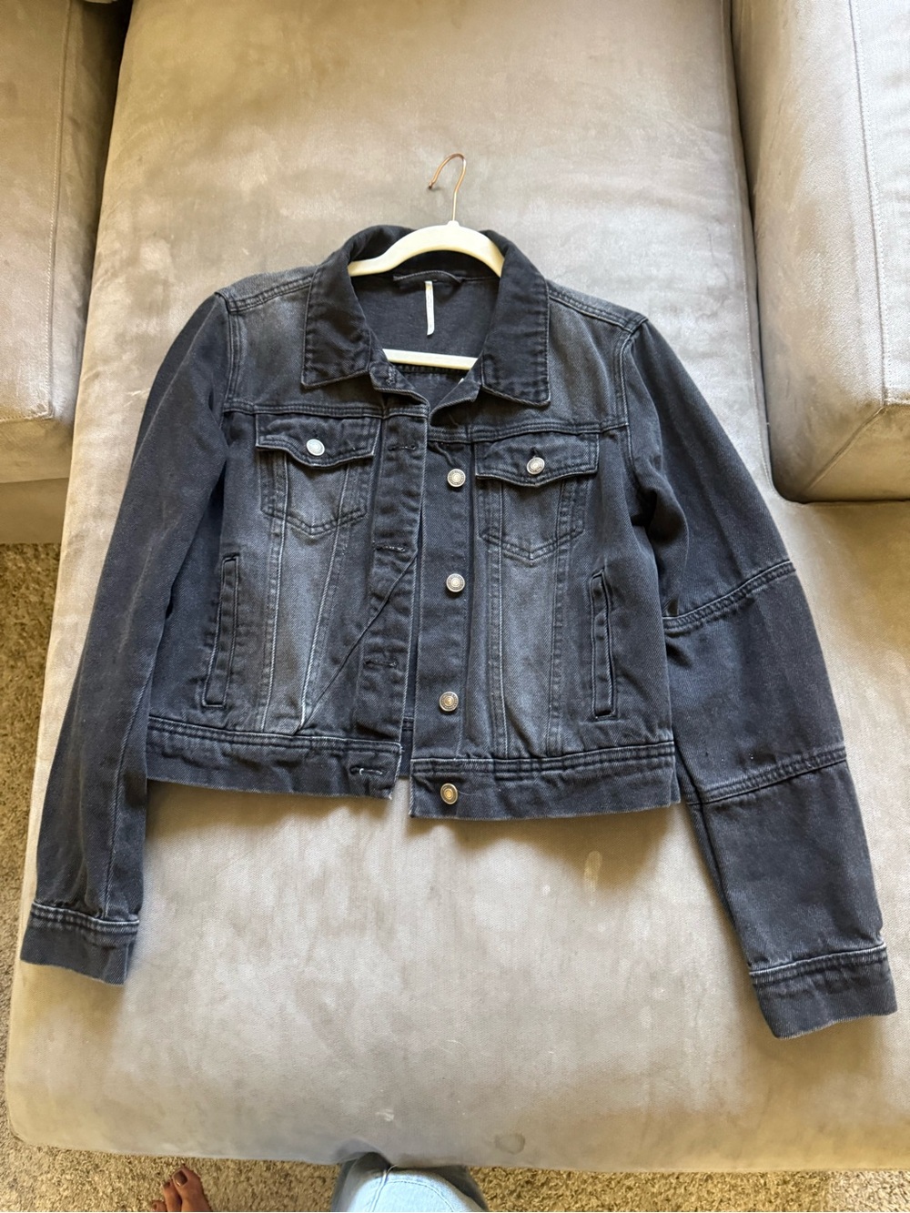 Free People Classic Black Denim Jacket - Women's